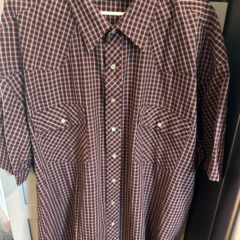 Men's Checkered Shirt - Blue and Red 3XLG Big Men’s Pearl Snap Pre Owned SS